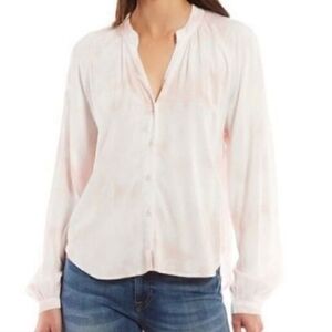 Cloth & Stone Tie‎ Dye Pink Long Sleeve Button Front Women's Blouse Small